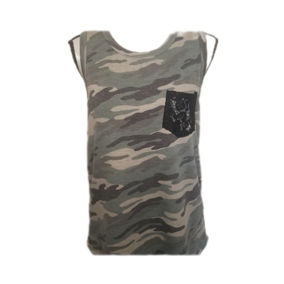 Soft Brushed Camo Tank with Lace Pocket - Picture 2 of 10